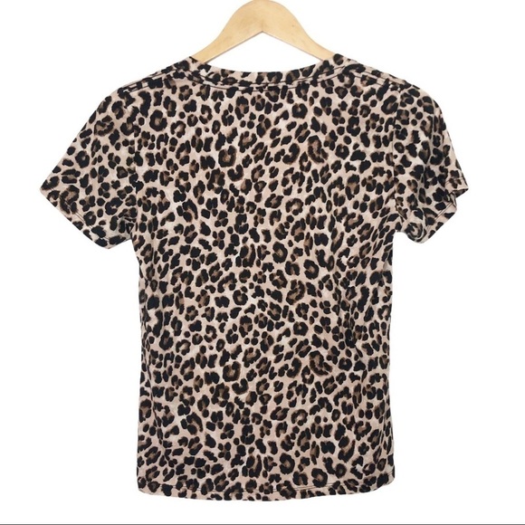 Veronica Beard Saniya Leopard V Neck Tee XS - Picture 5 of 6
